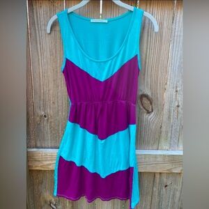 Stylish Teal and Purple Mini Dress